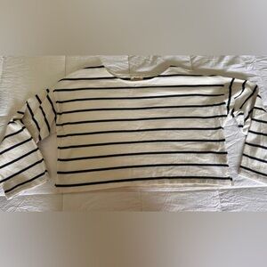 Madewell Navy and White Striped Crop Top